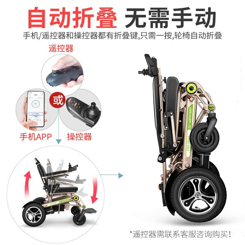 斯维驰SW6000智能全自动遥控电动轮椅车轻便可折叠旅行老年人残疾人越野轮椅车一键电动折叠展开20安锂电池续航约25km