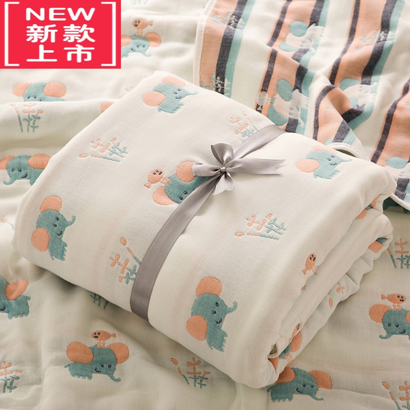 可莉允日系云柔卡通六层宝宝纱布盖毯新生儿包被儿童毛巾被