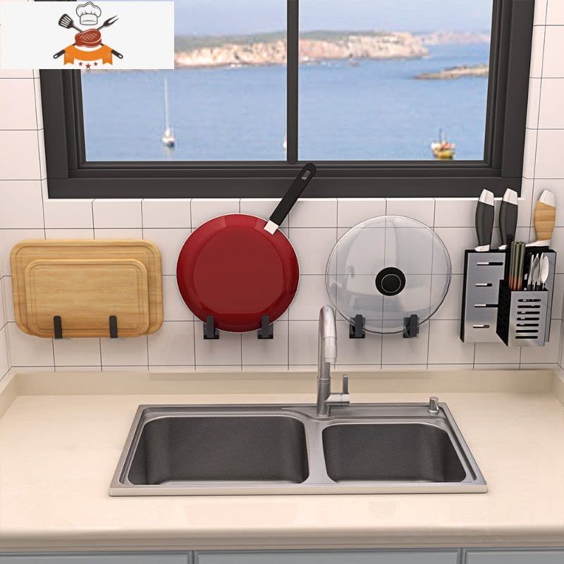 不锈钢锅盖 架 玻璃锅盖 架 砂锅木锅盖 架 厨房用品家用大全收纳 敬平 原色不锈钢[锅盖架]一对锅具配件图片