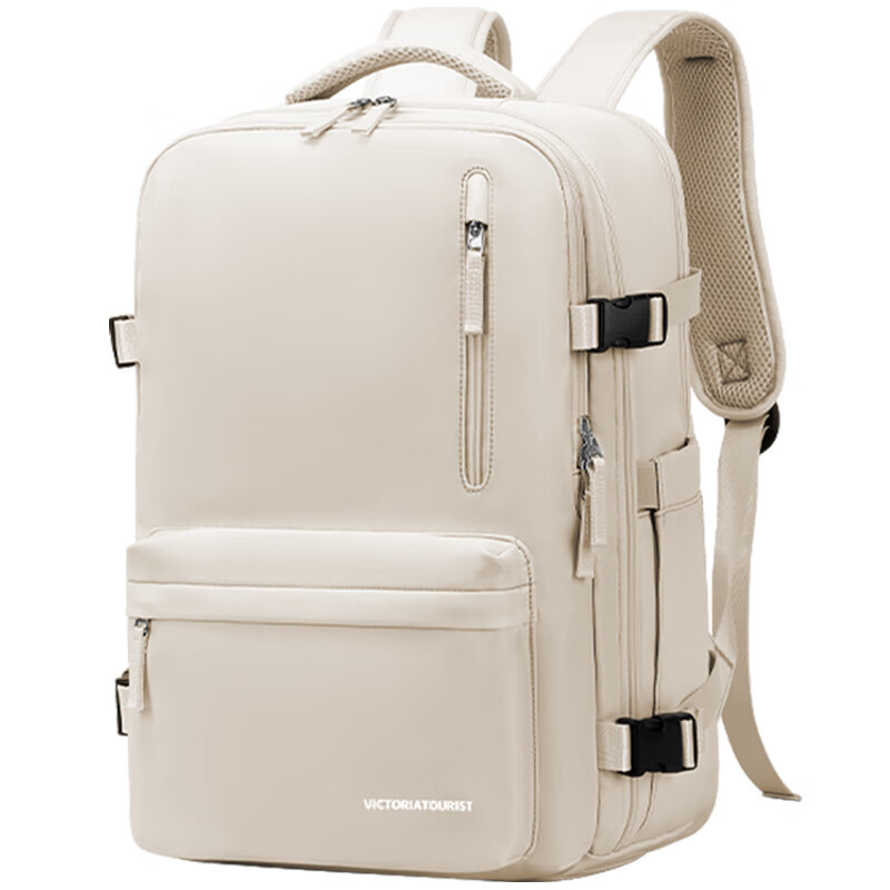 维多利亚旅行者短途旅行登山出差电脑包双肩包USB充电背包7051米白色 白色