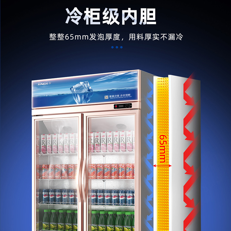星星(XINGX)LSC-818Y 800升 饮料展示柜 双门超市冷藏柜 保鲜冰箱冰柜 便利店陈列柜 大容量冷柜高清大图