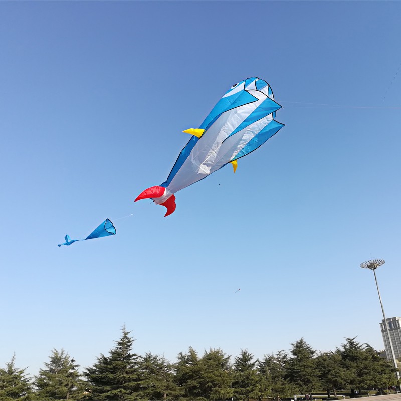专业巨型大风筝成型软体鲸鱼2020新款初学者微风易飞高档超大创意 三维工匠 蓝鲸鱼18cm水晶轮+300m粗3股_222