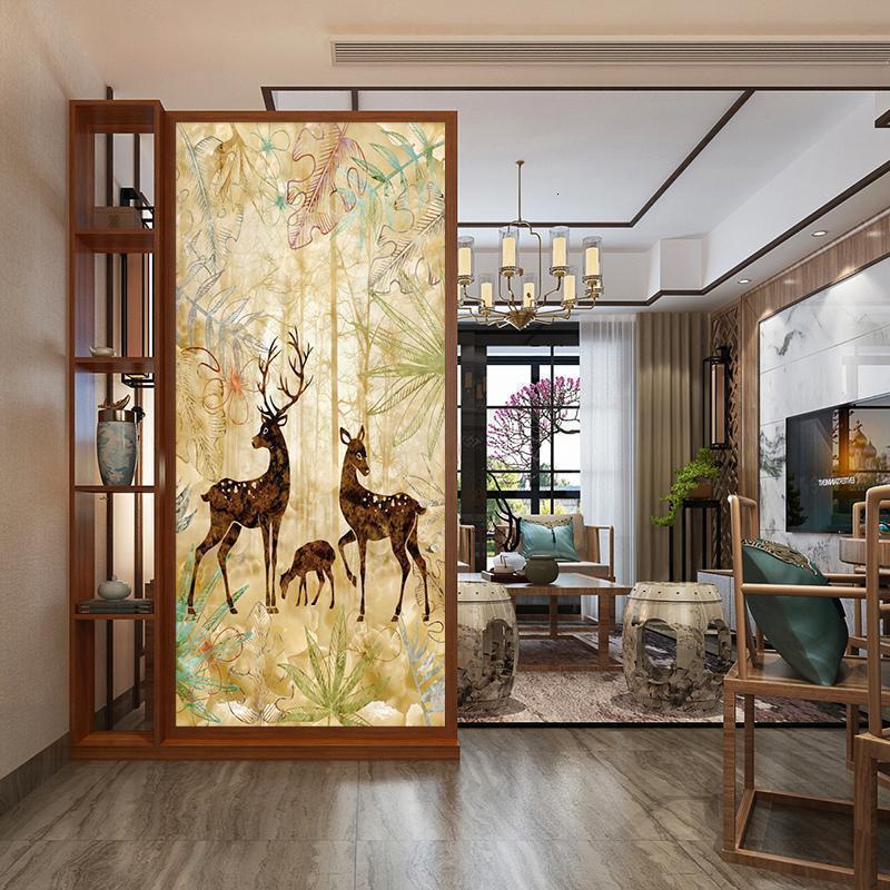 bonjean实木屏风隔断中式座屏客厅进玄关柜北欧卧室遮挡移动简约现代