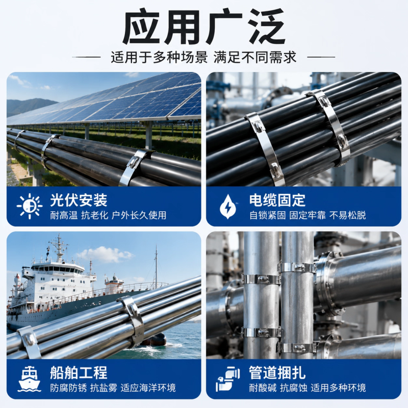 福满恒 不锈钢扎带 7.9*300mm 100条 包高清大图