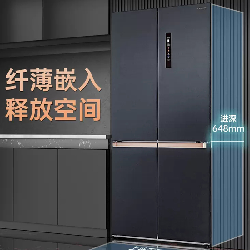松下 NR-EW58CPA-S 575升超薄自由嵌入大容量十字对开门冰箱自由变温纳诺怡X除菌 双循环展示柜高清大图