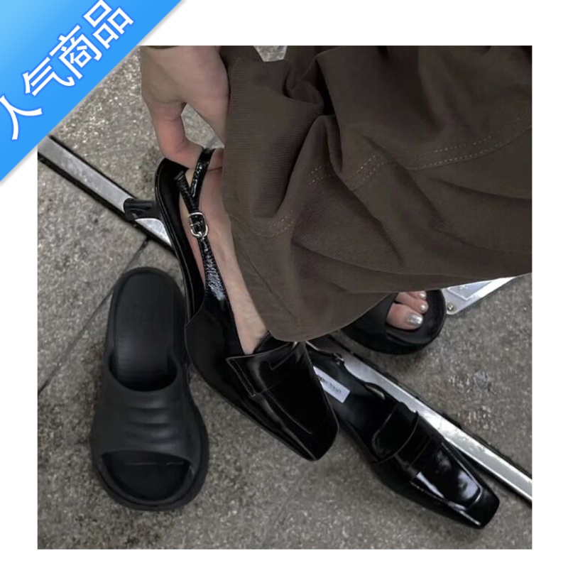 SUNTEK细跟高跟鞋法式包头凉鞋女2023年新款夏季鞋子黑色小猫跟单鞋春秋高清大图