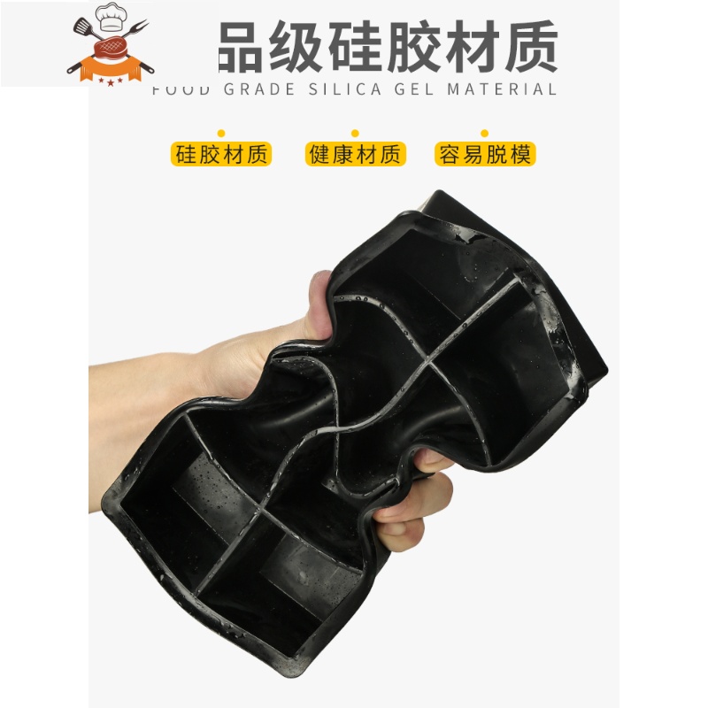 硅胶冰格冰盒酒吧威士忌大方形冰块模具带盖制冰器鸡尾酒冰球模型 敬平 8格(无盖)高清大图