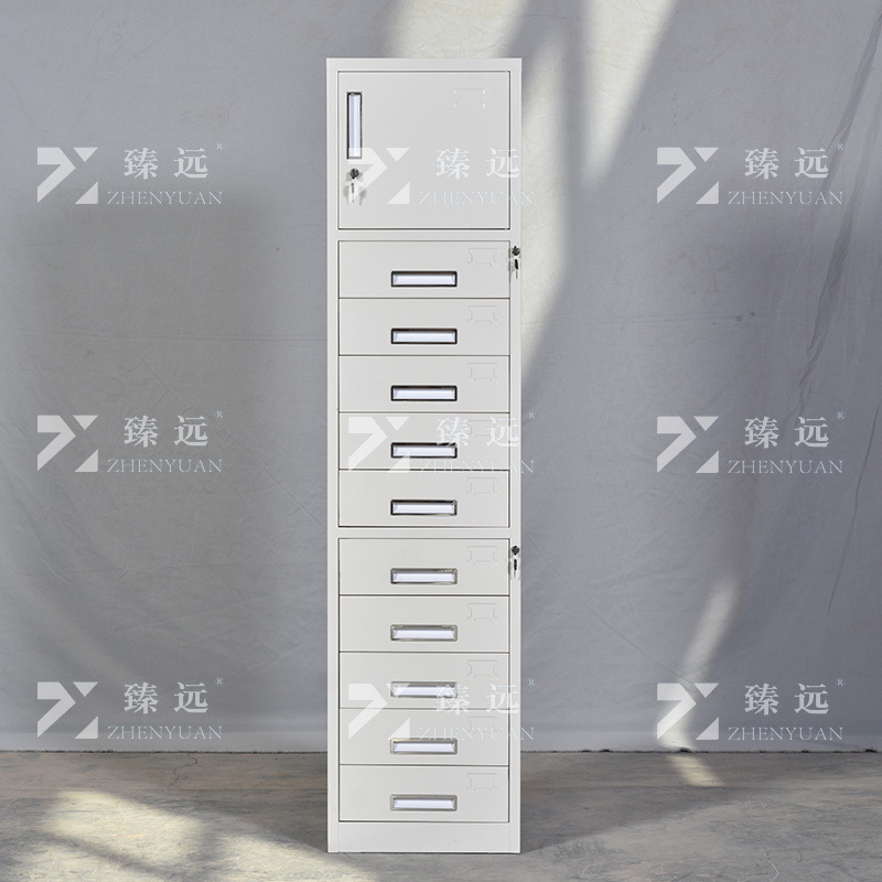 臻远ZY5011004钢制矮柜抽屉柜多抽资料柜储物收纳柜 单门十斗柜