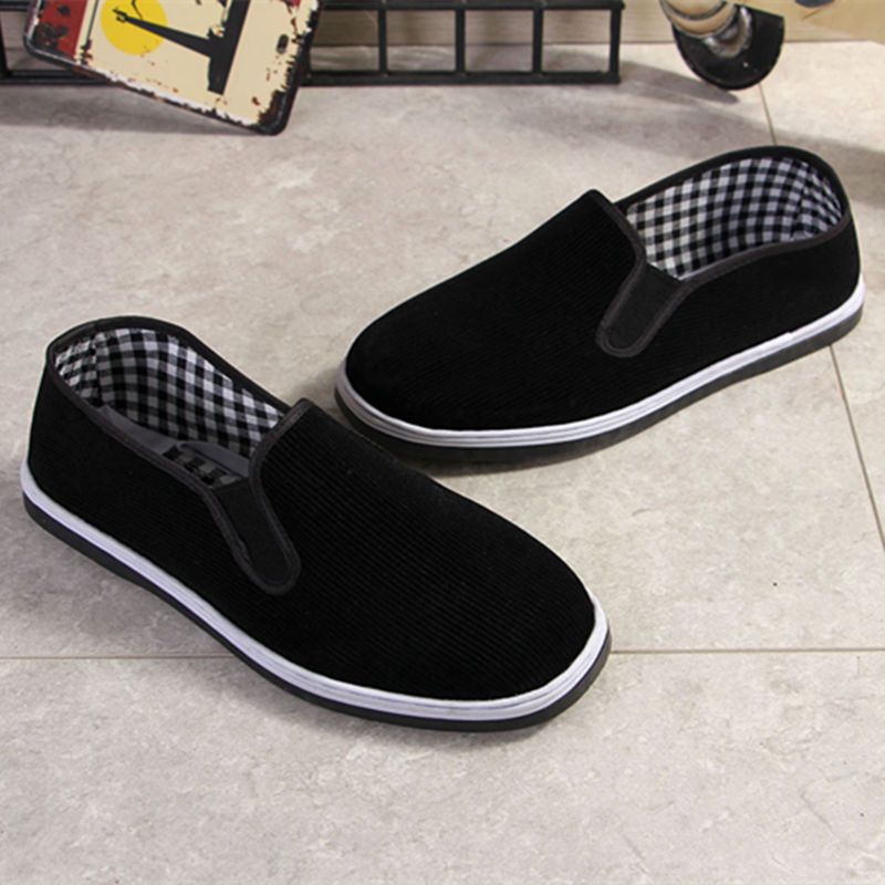 牛筋底老北京黑布鞋男女防滑橡胶底一脚蹬黑布鞋黑布鞋3737