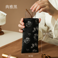 乐活旅行新中式眼镜包国风流行弹片开口自动闭合眼睛包收纳包 典雅黑