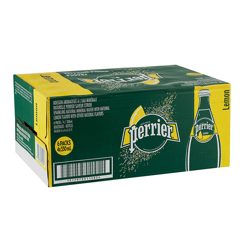 巴黎水(Perrier) 柠檬味 330ml*24玻璃瓶 气泡水 含气饮料