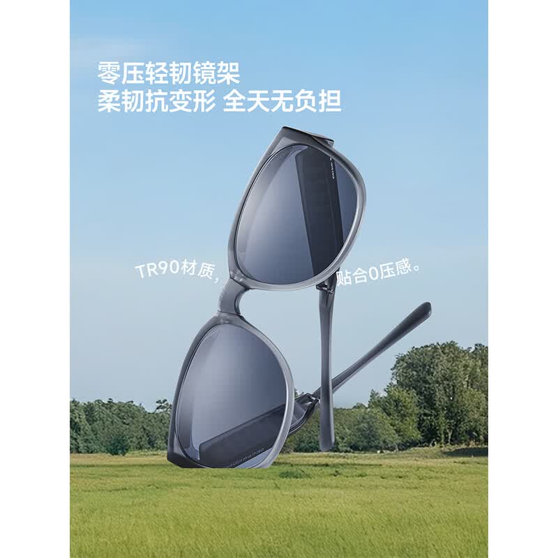 蕉下波士顿框折叠近视墨镜FD011深灰高清大图