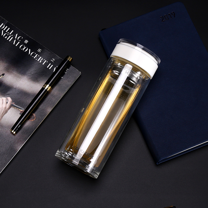 乐扣乐扣(Lock&Lock) 格拉斯保鲜盒650ml 双层耐热玻璃水杯300ml 套装