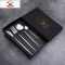 葡萄牙西餐具4件套装网红咖啡勺子家用牛排刀叉便携叉勺筷子3件套 敬平 银色