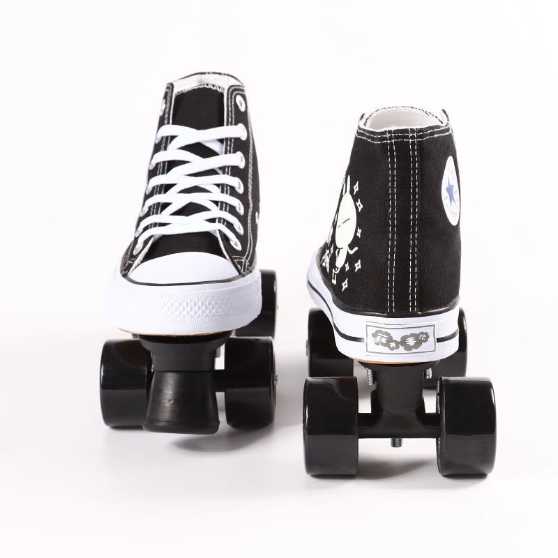 萤光鞋帆布溜冰鞋成年双排滑轮旱冰鞋四轮双排轮滑鞋男闪轮滑冰鞋Z7图片