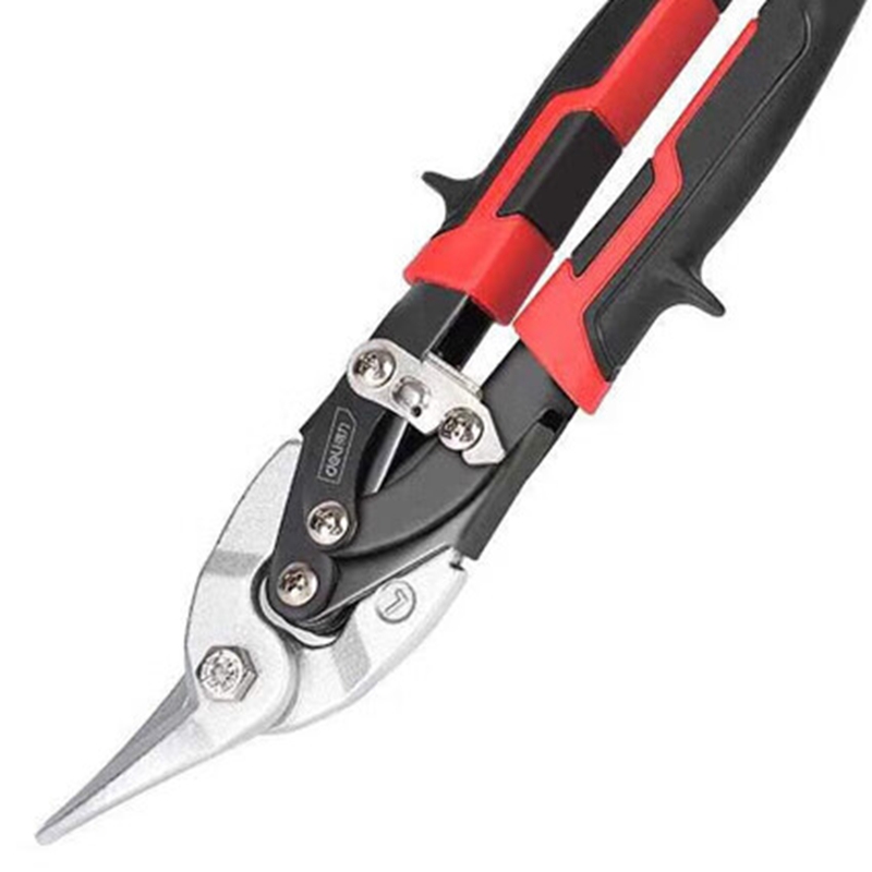 得力 省力左头航空剪铬钼钢(红)10寸[DL20031Z]高清大图