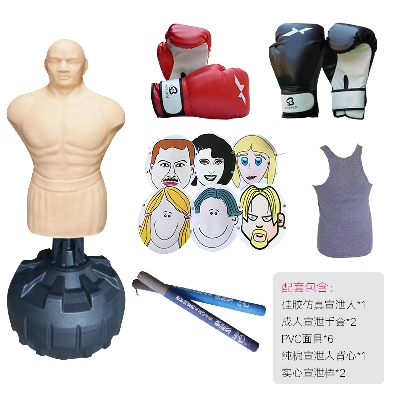 伍贰伍WEW-GJR硅胶宣泄人套装配套脸谱宣泄棒心理情绪减压放松器材高清大图