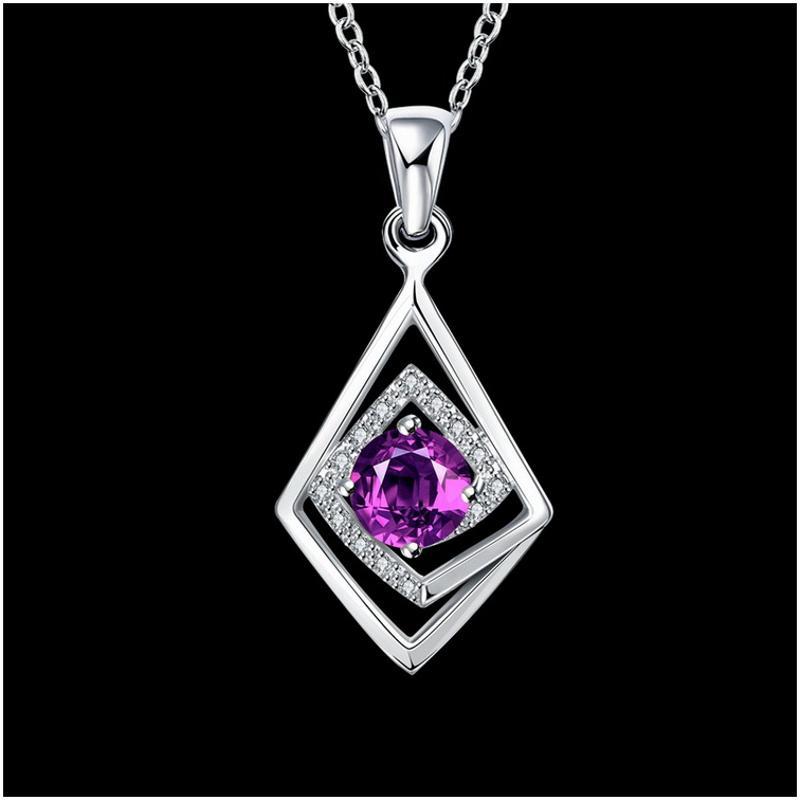 N033Women Silver Necklace 日韩几何简约锁骨项链女银饰坠首饰送女朋友七夕情人节礼物