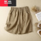 YIBUSHENG棉麻短裤女季薄款卡其色裤子2024年新款高端亚麻休闲五分裤