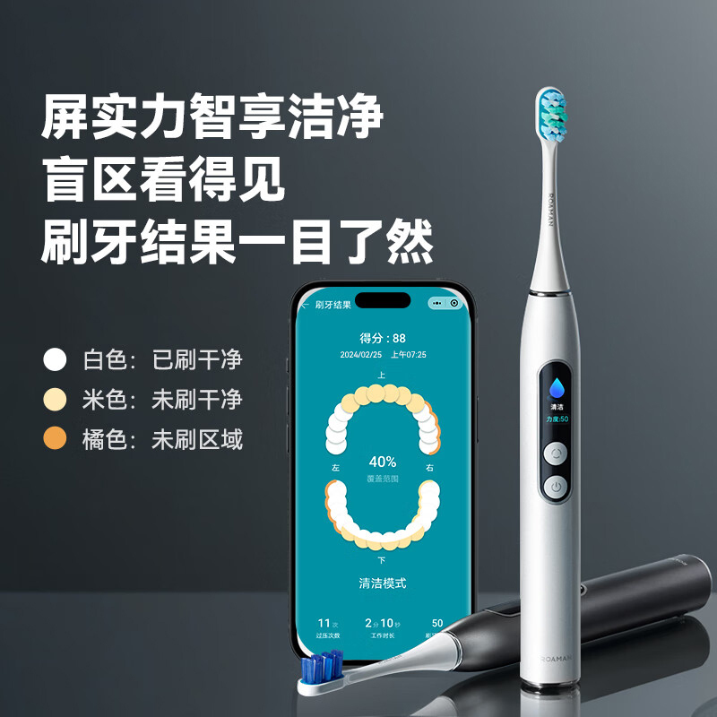 罗曼电动牙刷智能净白抑菌除斑小果刷T10Pro(颜色随机)