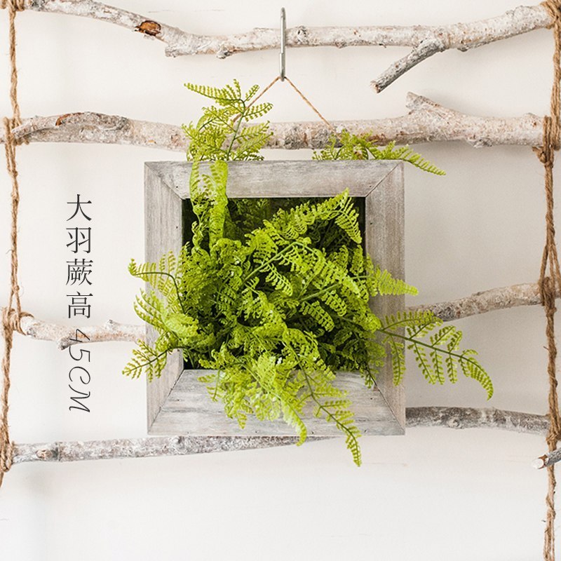 壁挂花框花盆花器 实木手工做旧复古花园用品杂货 大羽蕨套装材料包 中