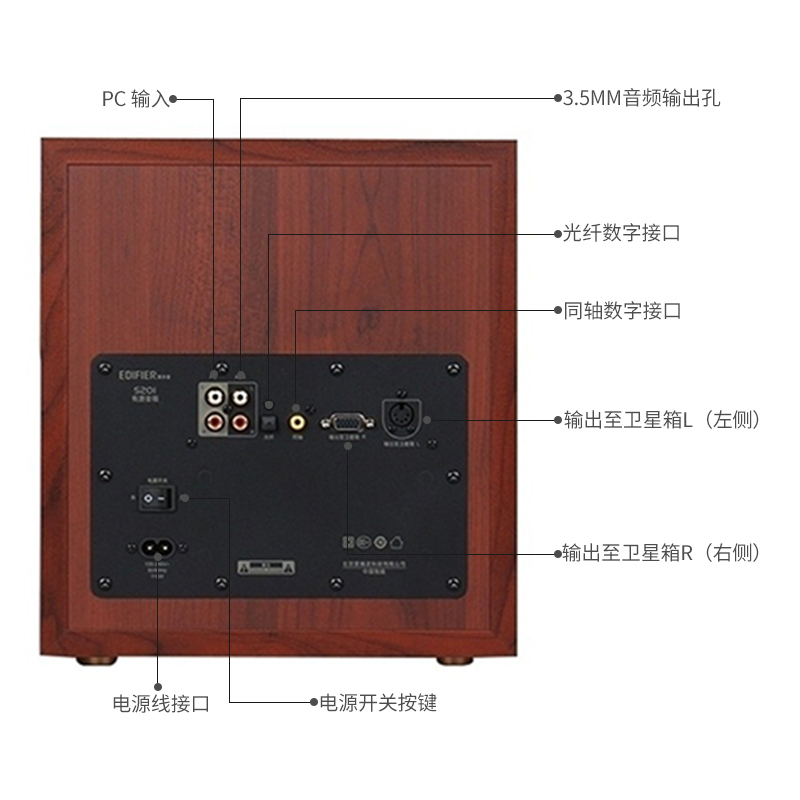 漫步者(EDIFIER)S201全功能HIFI有源2.1音箱 无线蓝牙音响 大功率重低音炮数字功放