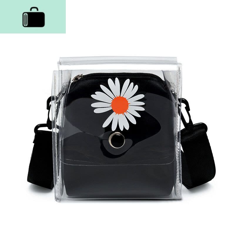 网红ins超火小雏菊透明果冻包女2020夏天新款宽带百搭单肩斜挎包NEW LAKE女斜挎包图片