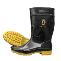 盾王Y0101 PVC高帮 防水雨靴工业防护靴矿工靴劳保胶鞋 一双 45码 黑色