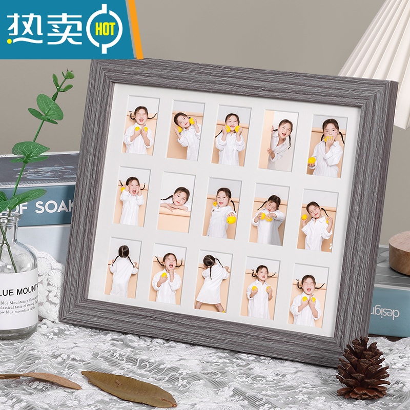 敬平校园时光相框摆台2寸孩子纪念框宝宝周岁儿童证件照成长记录相框 纪念相框—浅棕色[2寸照](无字diy) 相框+卡纸(高清大图