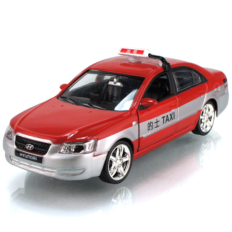 彩珀132北京现代出租车的士计程车回力合金模型盒装宝宝玩具红色盒装