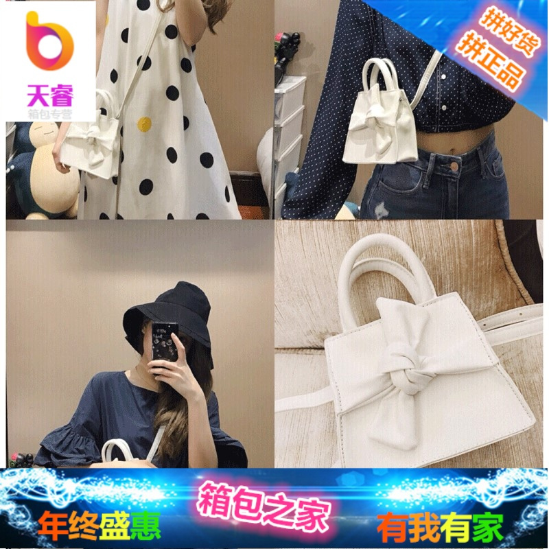 Za同款2018秋冬新款包包女士蝴蝶结饰腰包型甜美百搭手提斜挎小包