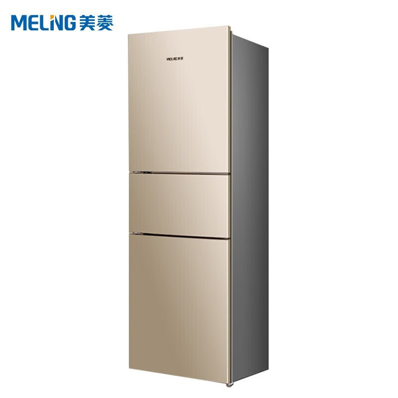 美菱( MeiLing)210升三门三温区小冰箱独立软冷冻家用租房节能 净味冰箱 金色BCD-210L3CX