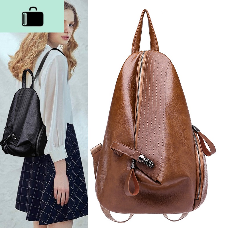 包包女2019新款网红女士双肩包女韩版大容量旅行软皮背包休闲书包NEWLAKE高清大图