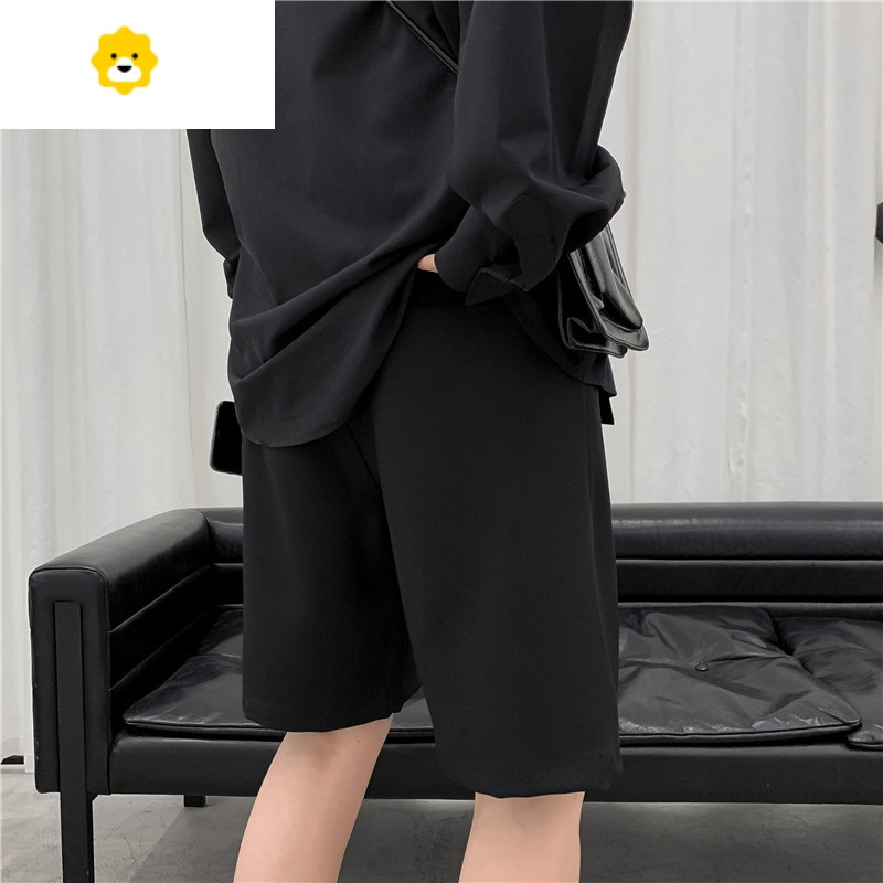 fishbasket夏季薄款纯色小西短裤潮流百搭宽松直筒五分裤潮牌ins休闲