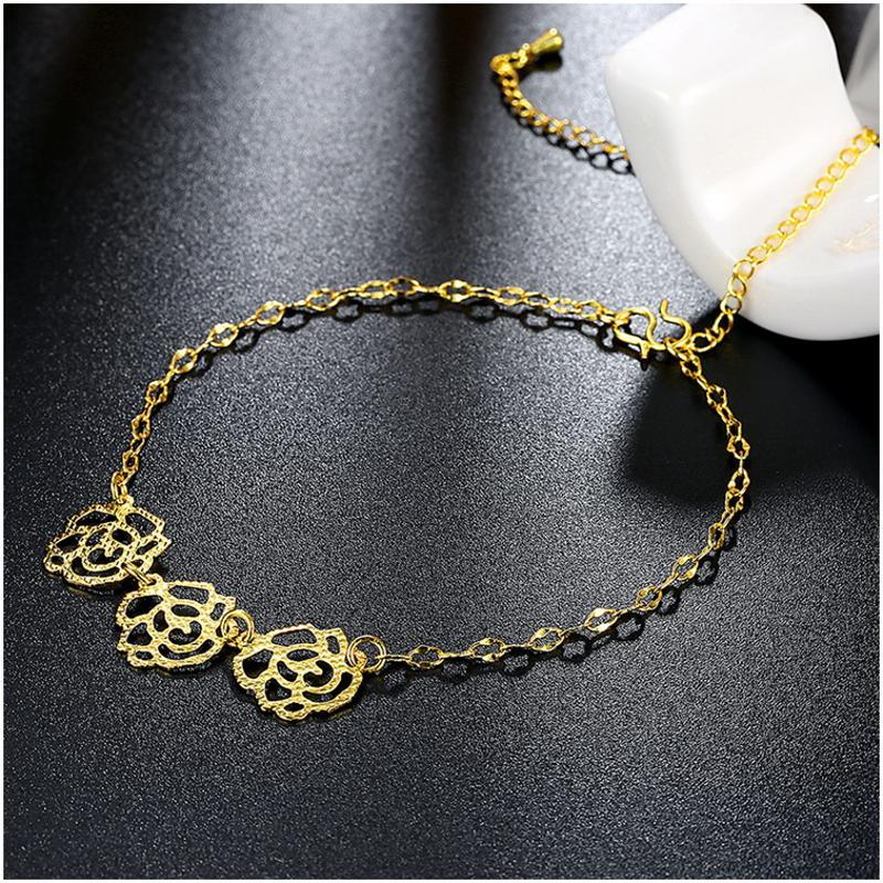 A046-A Women 18K yellow gold anklet jewelry 镀黄金色女脚链潮