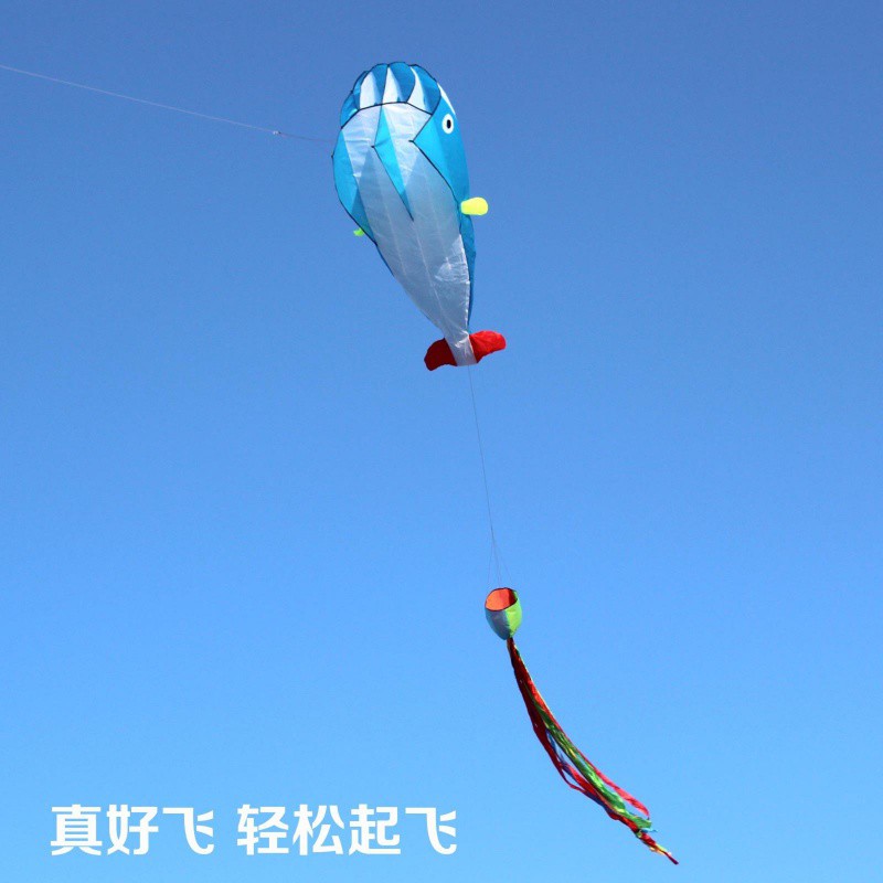 潍坊风筝 软体鲸鱼风筝 大型好飞易飞成人风筝 正品创意 三维工匠 大鲸鱼+22安全锁黄轮400米四股线高清大图