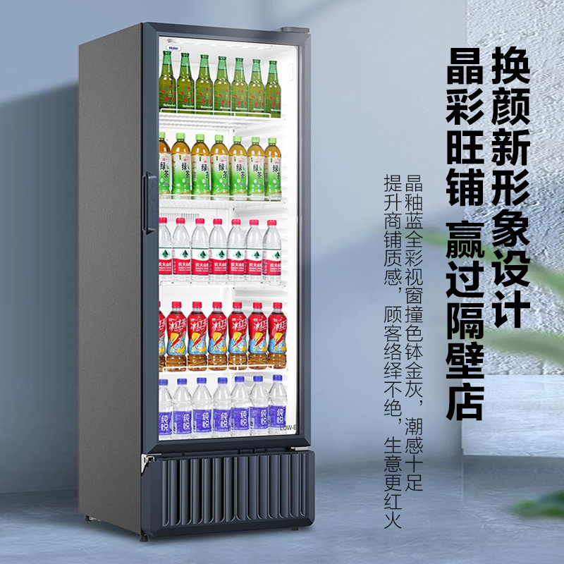 海尔(Haier)展示柜冷藏保鲜柜家用立式冰柜商用大容量冷柜商超便利店啤酒饮料柜SC-339J高清大图