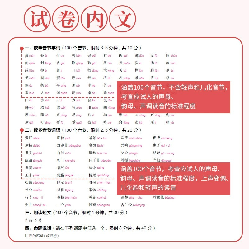 [正版]普通话测试水平全真模拟试卷2022国家普通话等级考试口语训练与测试培训卷子二甲一乙资料书app实施纲要全国贵州广