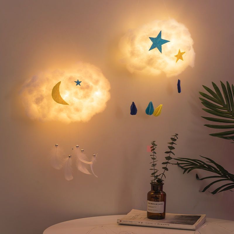 云朵灯diy材料网红少女心ins卧室墙上吊灯创意装饰墙面挂饰棉花灯粉色