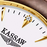 卡梭(KASSAW)真钻手表男士全自动机械表男表皮带防水夜光镂空陀飞轮手表商务瑞士风格腕表时尚名表 K998G.玫壳黑面
