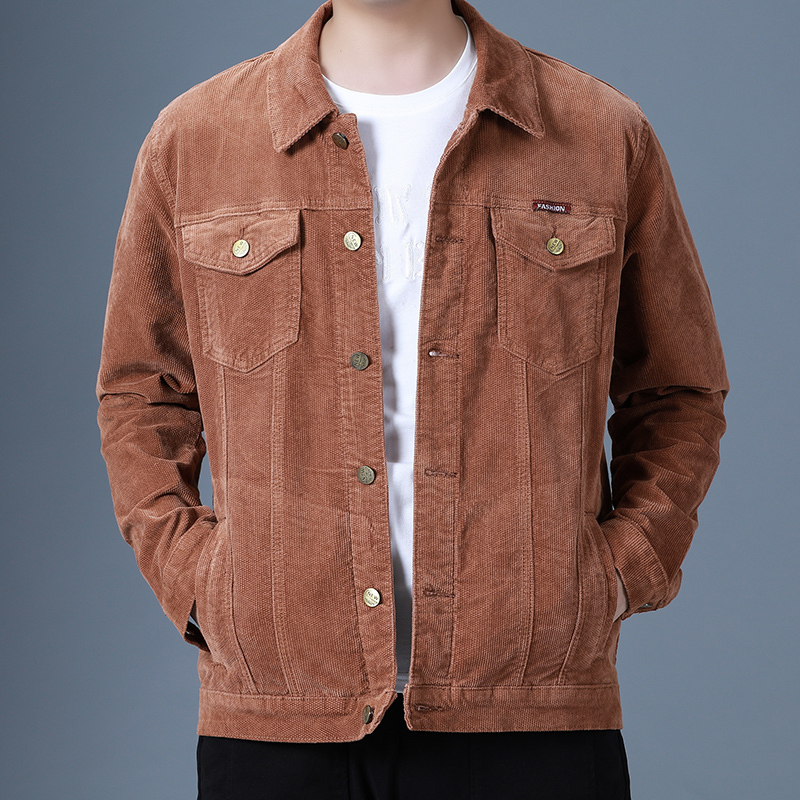 男士灯芯绒外套男春秋款灯芯绒夹克男士休闲百搭男装上衣夹克男士工装