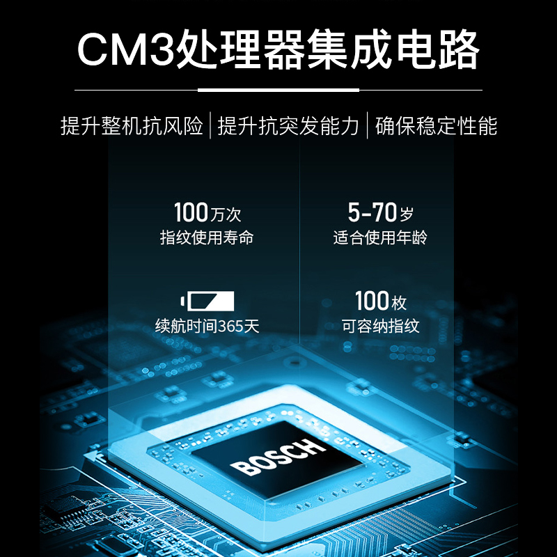 博世(BOSCH) 指纹锁智能锁智能门锁电子锁 智能家居家用防盗门密码磁卡锁 ID450J琥珀金高清大图