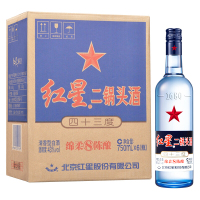 红星 二锅头 绵柔8陈酿 43度750ml*6瓶 整箱装（新老包装随机发货）