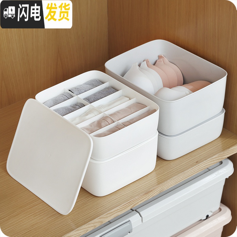 三维工匠 内衣内裤收纳盒 塑料文胸内裤储物盒家用分格袜子收纳盒子高清大图