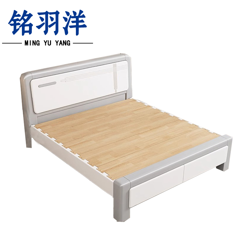 铭羽洋E02木质床150*218*48cm张高清大图