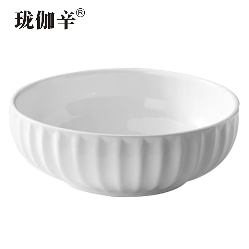 珑伽辛 白色陶瓷大汤碗 南瓜碗 12英寸/个高清大图