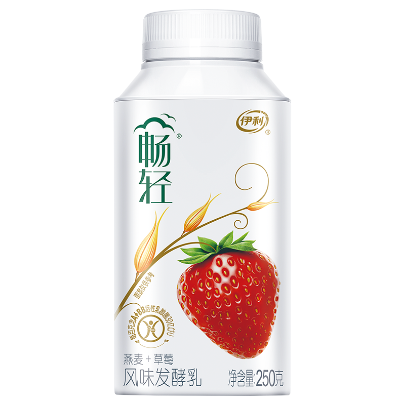 伊利畅轻风味发酵乳-燕麦+草莓酸奶250g/瓶