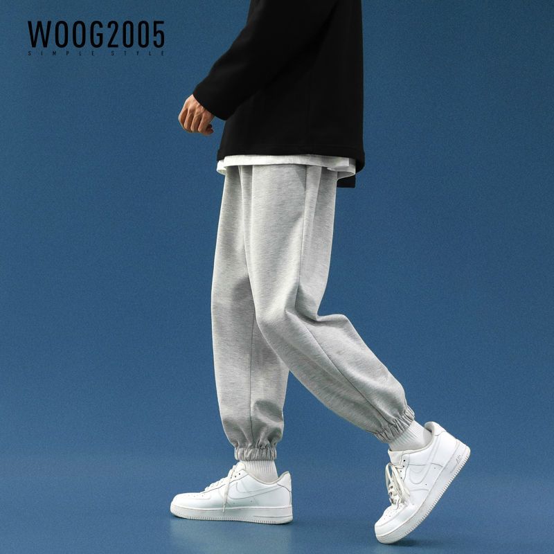 WOOG2005运动卫裤春秋男士潮流裤子休闲宽松秋冬季加绒加厚束脚裤