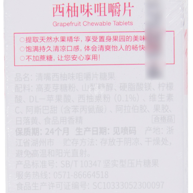 养生堂 清嘴咀嚼片糖果西柚味25g/罐