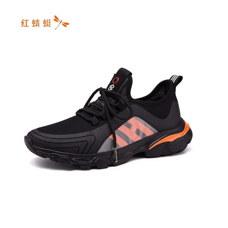 reddragonfly红蜻蜓春季系带织物纯色时尚休闲男运动鞋